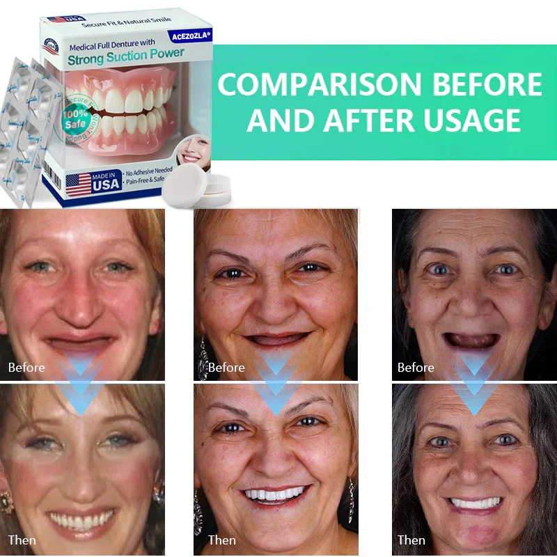 ✨Ends Today: 70% OFF!  ⏰Acezozla® Medical Full Denture with Strong Suction ✅  (Made and Shipped from the USA🍀)